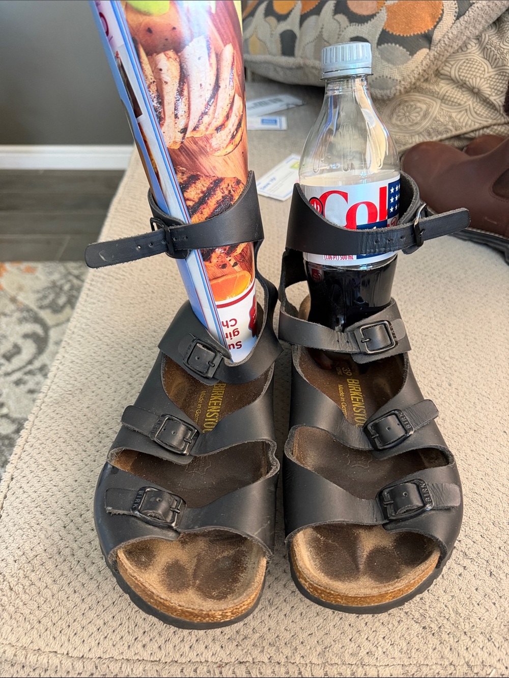 Birkenstock Black Three-Strap Ankle Buckle Sandals